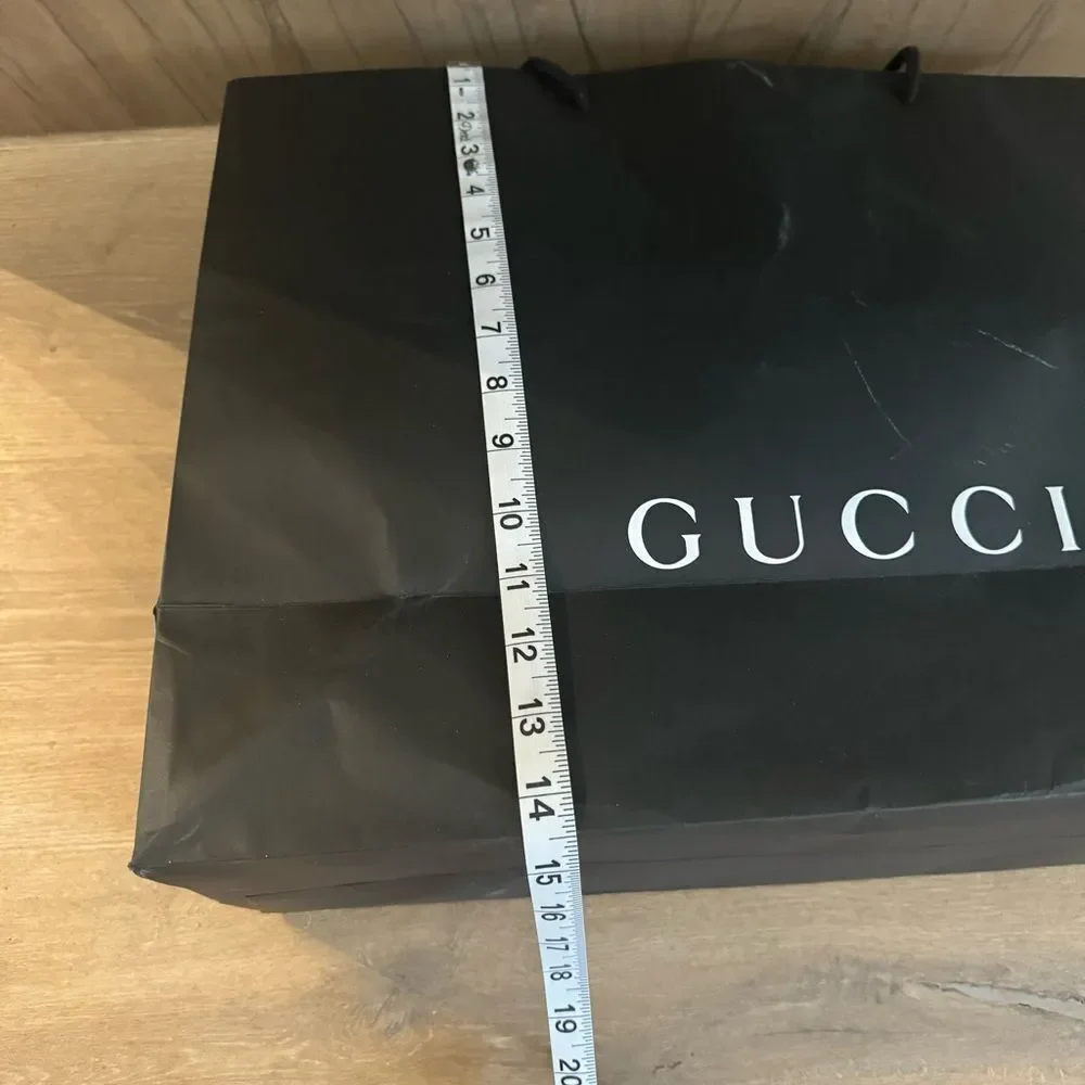 GUCCI Black Spell Out Shopping Bag